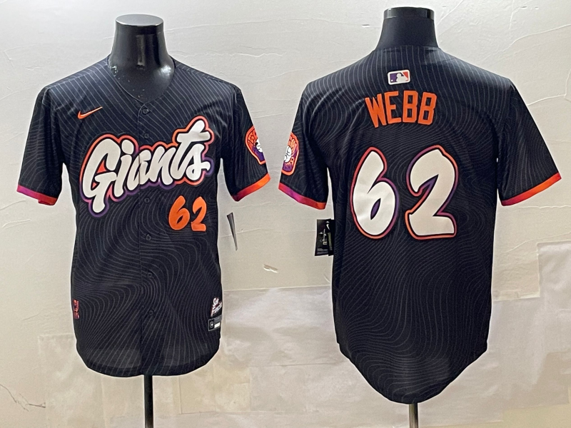Men's San Francisco Giants Logan Webb #62 Black 2025 City Connect Limited Jersey